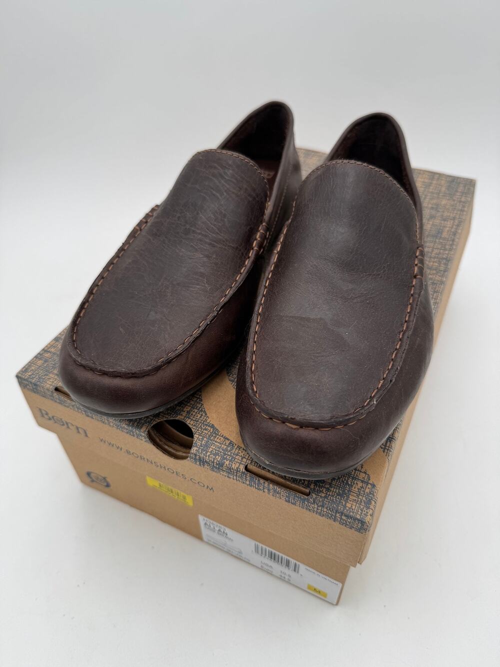 NIB Born Mens US 10.5 Euro 44.5 Allan Dark Brown Loafer Slip On